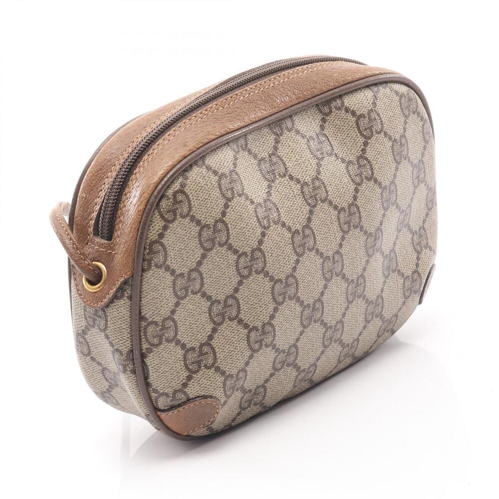 Gucci GG Sherry Beige Line Brown Plus Tan Canvas Bag Shoulder Leather